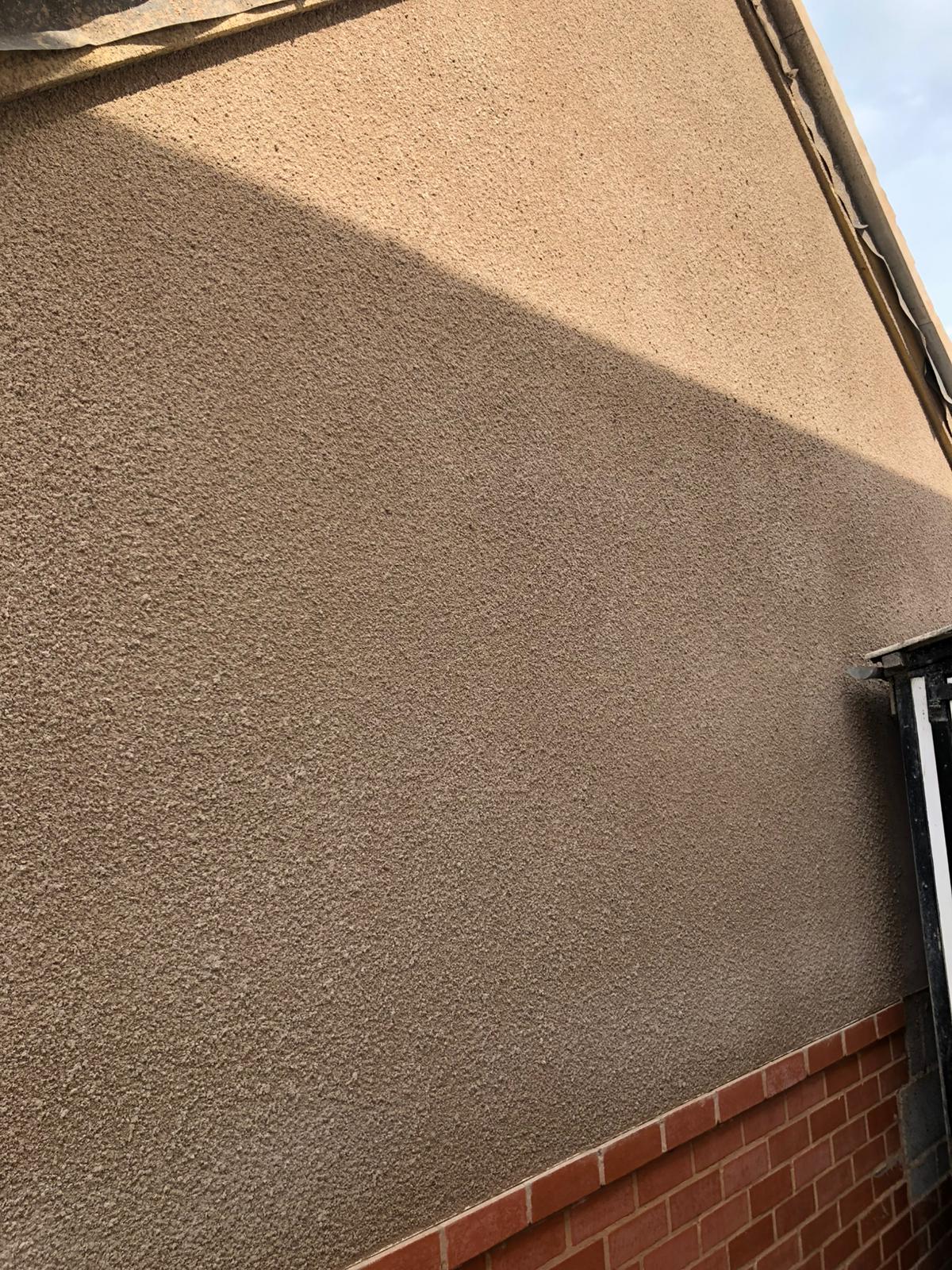 Close-up of textured external render finish